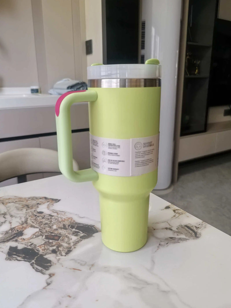 40 oz tumbler with handle and straw | Cup holder for travel | Insulated stainless steel cup | BPA- free |