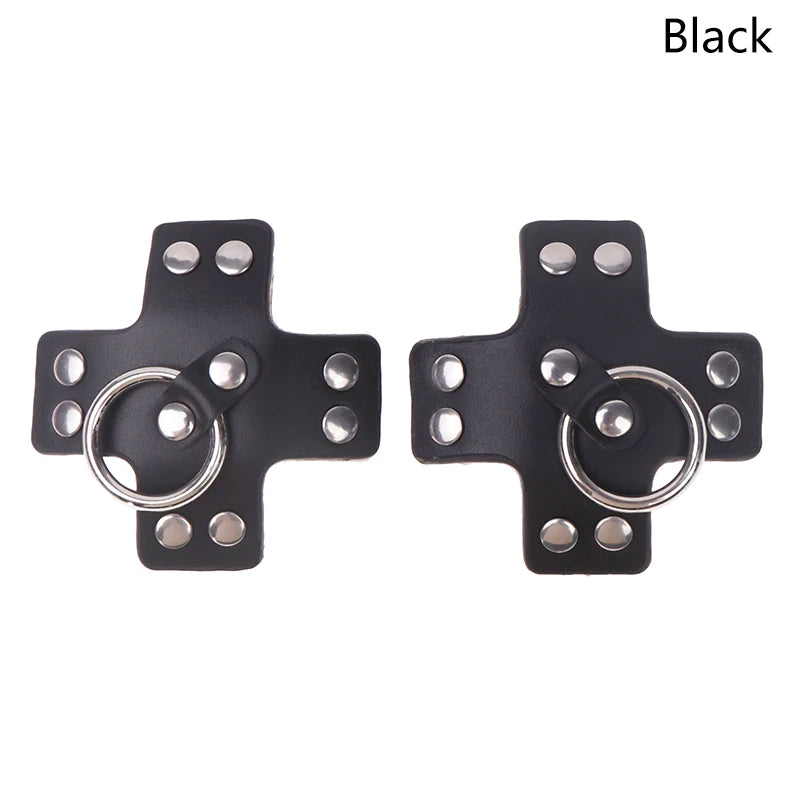 Women 1Pair Sexy Leather Cross Nipple Cover Reusable Breast Stickers Self Adhesive Nipple Pasties Nipple Covers Bra AccessoriesW