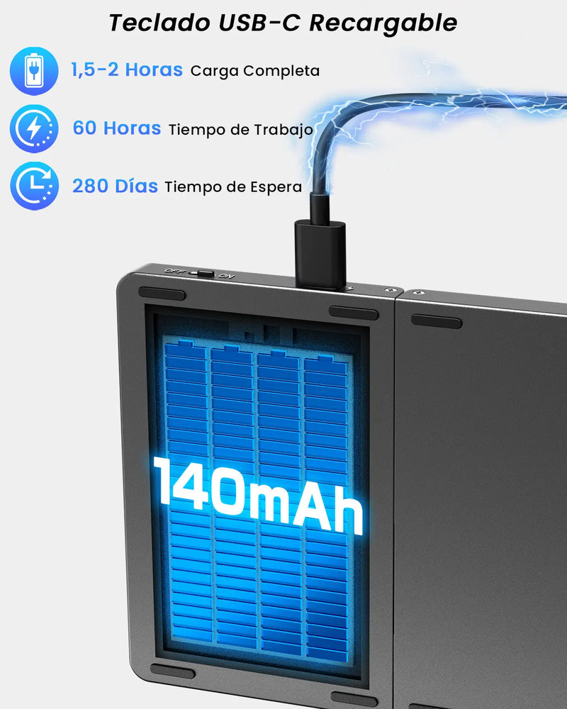 Foldable Bluetooth Keyboard for Windows iOS Android Tablet / Mobile Phone Wireless Portable Spanish Keyboard Foldable