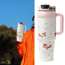Large Tumbler With Handle And Straw Insulated Cup Holder Bottle For Hot Cold Drink 1000ml Reusable Tumblers Cupholder Iced
