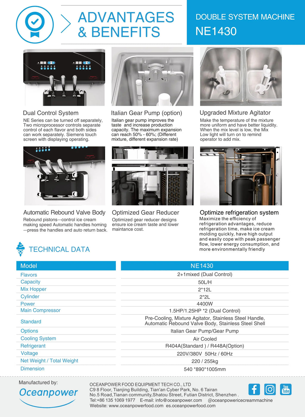 Oceanpower Commercial Table Top Three Flavors Soft Serve Ice Cream Machine Maker NE1430