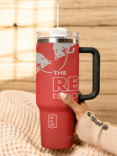 Coconut Berry Energy Drink Tumbler with Stainless Steel Straw, 40 oz, White,yellow,orange,red