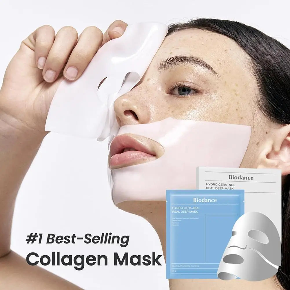 1/2PCS Bio-Collagen Real Deep Anti-Wrinkle Lifting Face Mask With Hydrolyzed Collagen Collagen Reverse Film Volume Peel Off Mask