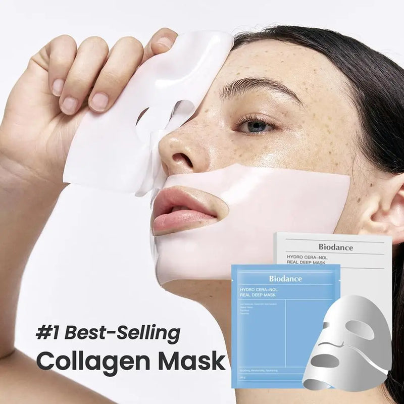 1/2PCS Bio-Collagen Real Deep Anti-Wrinkle Lifting Face Mask With Hydrolyzed Collagen Collagen Reverse Film Volume Peel Off Mask