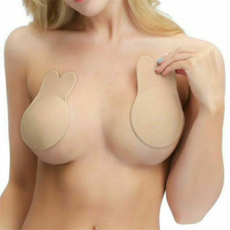 Reusable Rabbit Nipple Cover Pasties Breast Push Up Stickers Adhesive Invisible Bra Lift Tape Women Nipples Covers Silicone Pads