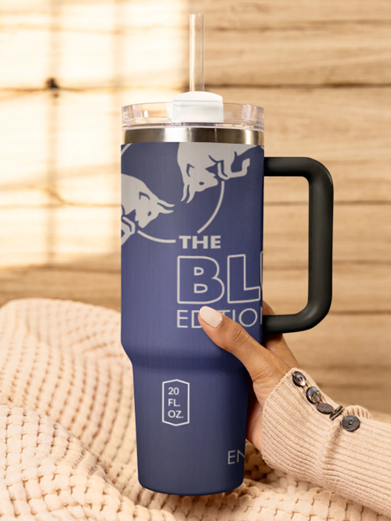 Coconut Berry Energy Drink Tumbler with Stainless Steel Straw, 40 oz, White,yellow,orange,red