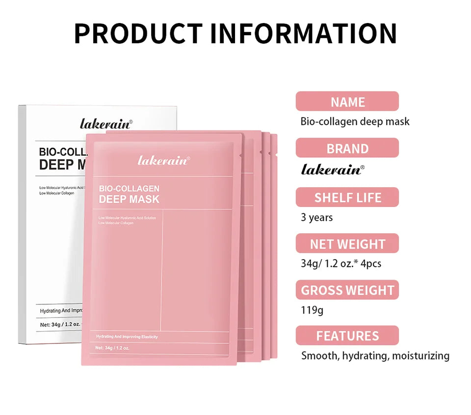 12pcs Bio-Collagen Real Deep Mask Elasticity Improvement Brighten Skin Pore Minimizing Firming Radiance Anti-Aging Skincare