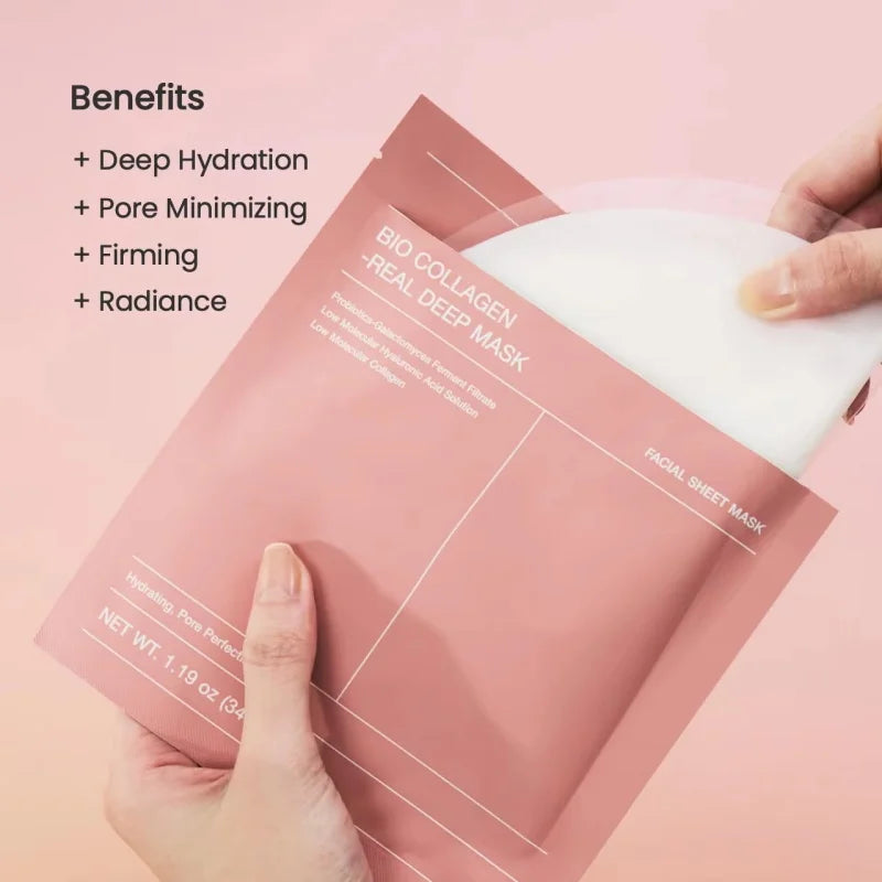 5/10/15/20 Bio Collagen Face Mask Shrink Pores Deep Hydrating Moisturizing Split Mask Firming Nourish Brighten Facial Skin Care