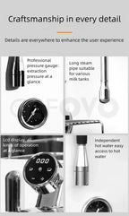 CAFOVO CM6005 Commercial Espresso Machine 3100W Dual Pump Triple Boiler PID Temperature Control 3-Hole Steam Wand Cafe Home Use