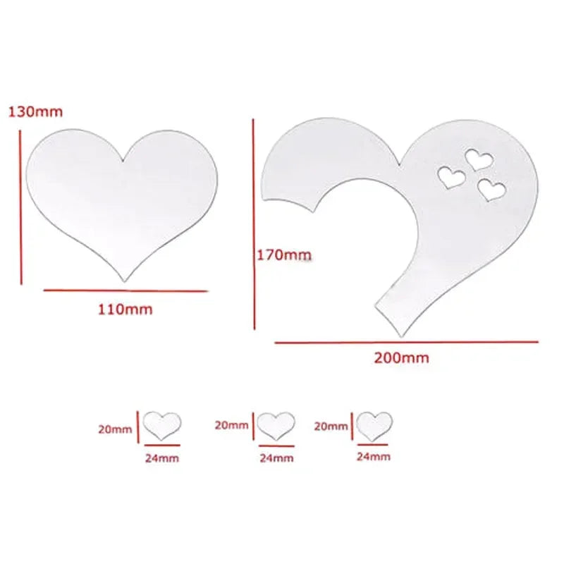 3D Acrylic Mirror Wall Stickers DIY Wall Mirrors Sticker Removable Self Adhesive Aesthetic LOVE Tiles Decals Home Decoration