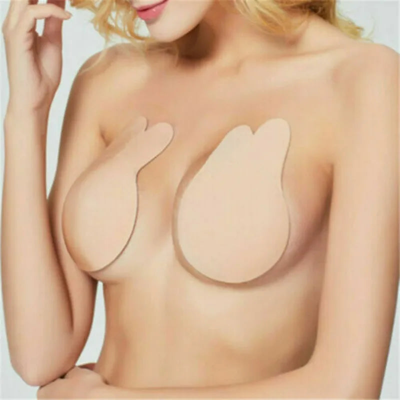 Reusable Rabbit Nipple Cover Pasties Breast Push Up Stickers Adhesive Invisible Bra Lift Tape Women Nipples Covers Silicone Pads