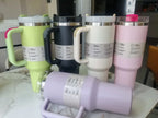 40 oz tumbler with handle and straw | Cup holder for travel | Insulated stainless steel cup | BPA- free |