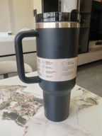 40 oz tumbler with handle and straw | Cup holder for travel | Insulated stainless steel cup | BPA- free |