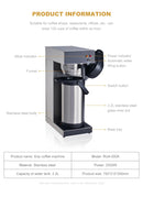 Large Capacity 2.2L Coffee Shop Appliances Coffee Brewer Multi Drink Commercial American Coffee Machine