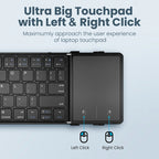 Folding Bluetooth Keyboard with Touchpad Wireless Foldable Keyboard with PU Leather for iOS Android Windows,Support 3 Devices