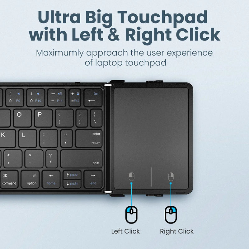 Folding Bluetooth Keyboard with Touchpad Wireless Foldable Keyboard with PU Leather for iOS Android Windows,Support 3 Devices