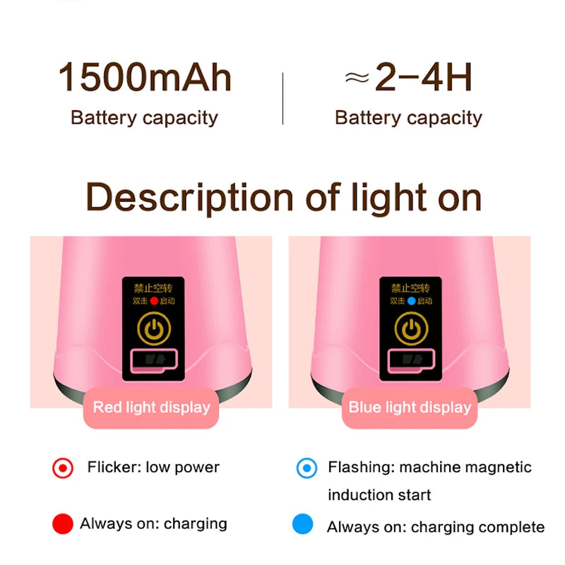 Smoothie Machine Electric Household Juice Maker Wireless Rechargeable Usb Mini Hand Portable Fruit Blender