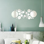 26pcs Round Acrylic Mirror Stickers - Self-Adhesive Removable Bathroom/Kitchen Wall Decor, Shatterproof Tile Art for Ceramic