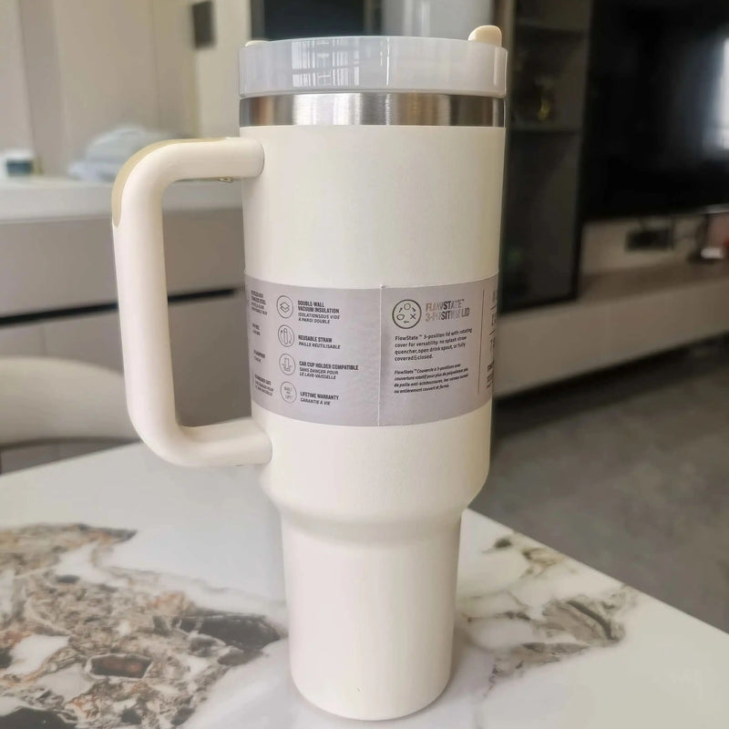 40 oz tumbler with handle and straw | Cup holder for travel | Insulated stainless steel cup | BPA- free |