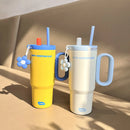 Large Capacity High Aesthetic Straw Water Bottle Couple Water Cup Girlfriend Gift Double Wall Insulated Stainless Steel Tumbler