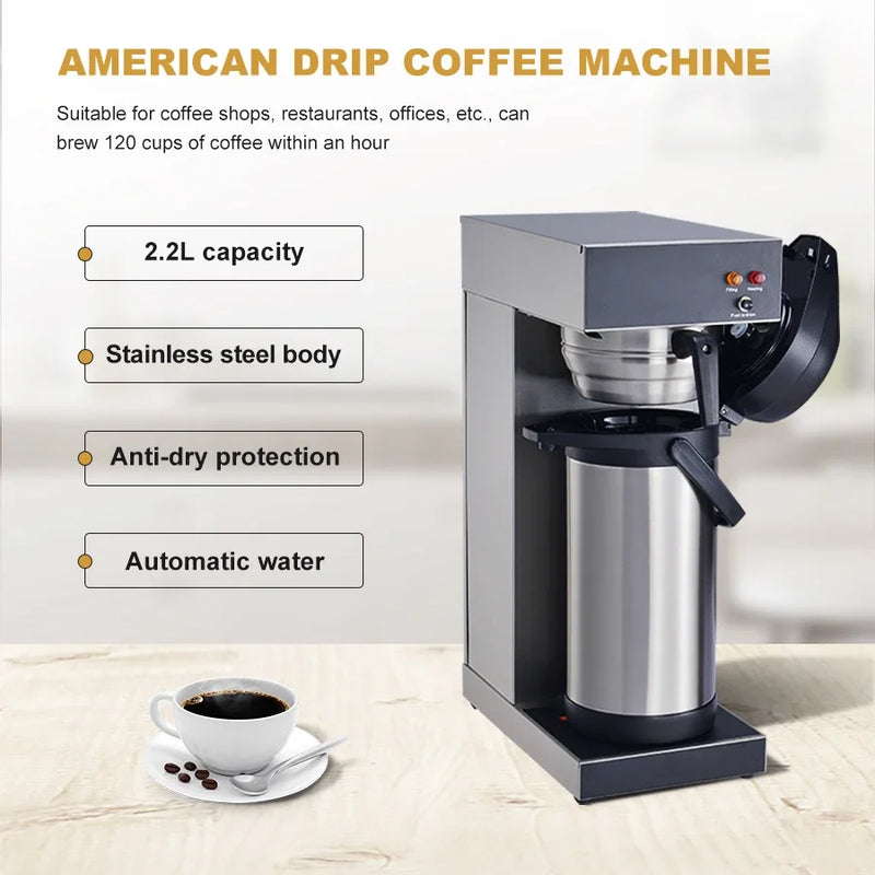 Large Capacity 2.2L Coffee Shop Appliances Coffee Brewer Multi Drink Commercial American Coffee Machine