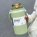 2L/ 67.63oz Large Capacity Stainless Steel Insulated Tumbler with Handle, Ice-Keeping and Thermal Straw, Sports Water Bottle