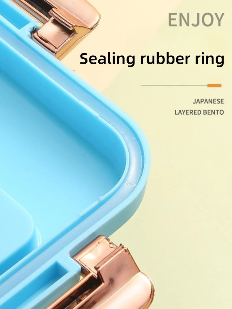 Bento Lunch Box for Kids Girls Cartoon Students Kawaii Cute Dinosaur Heated 3 Grid Sandwich Snack Food Box Special Canteen