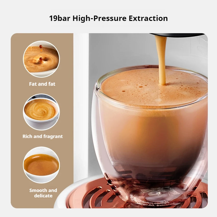 5-in-1 capsule coffee machine, fully automatic small household coffee machine, 7-speed water level hot and cold Italian style ca