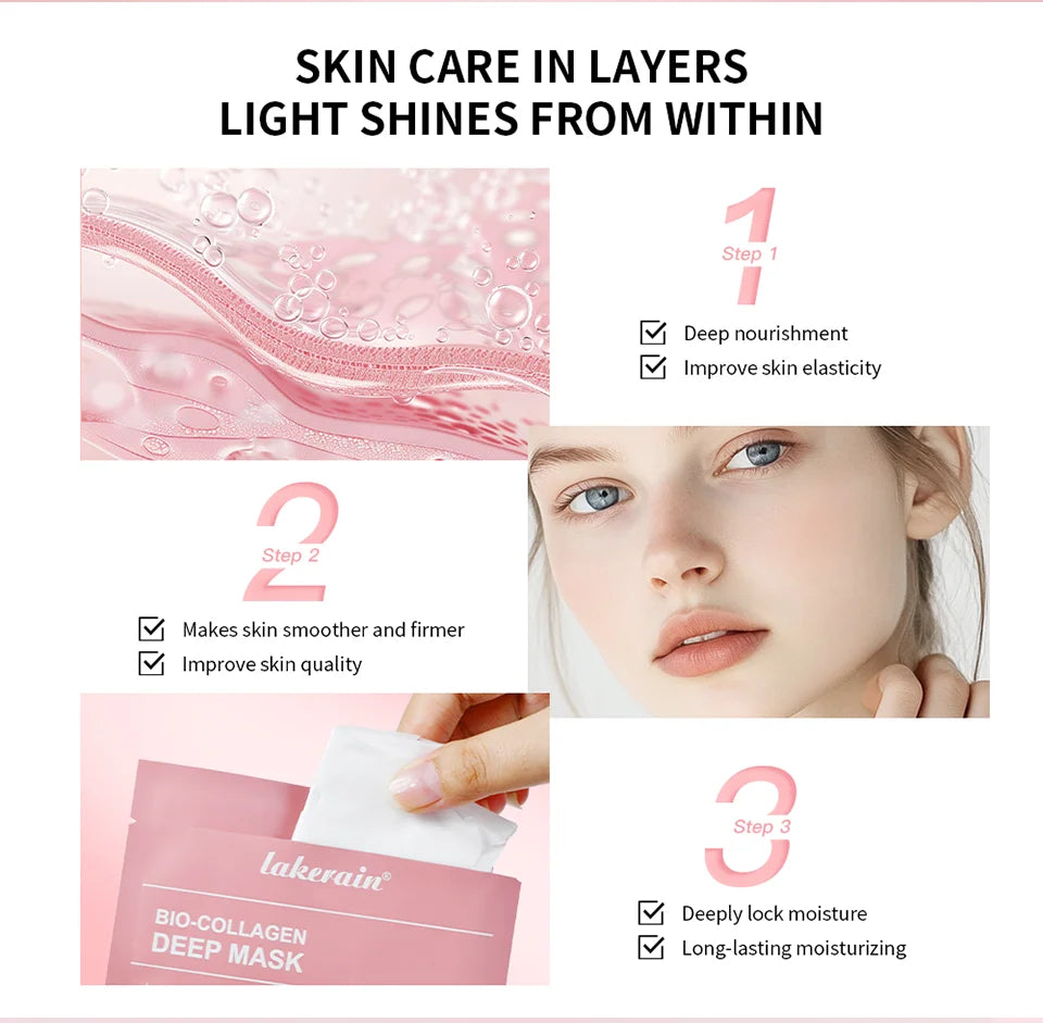 Bio-Collagen Real Deep Mask, Hydrating Overnight Hydrogel Mask, Pore Minimizing, Elasticity Improvement