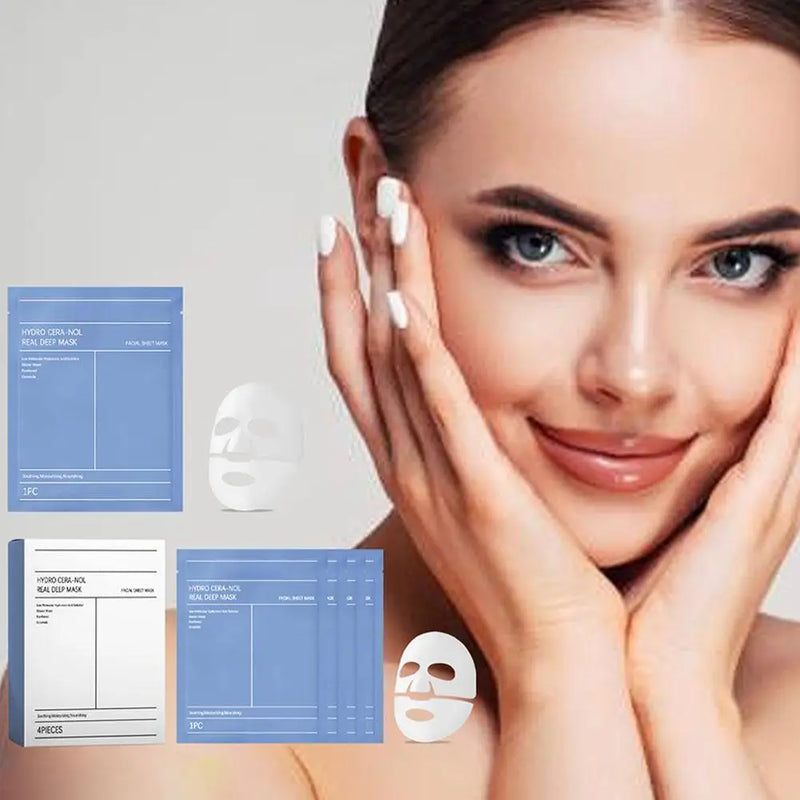 4PCS Bio-Collagen Real Deep Mask Hydrolyzed Collagen Soluble Rejuvenation Pore Shrinking Refresh Moisturizing Sheet Mask