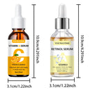 2pcs Vitamin C and retinol fortified serum rich in VC,keep skin hydrated and smooth,smooth fine lines and wrinkles,delicate skin