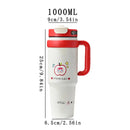 Large Tumbler With Handle And Straw Insulated Cup Holder Bottle For Hot Cold Drink 1000ml Reusable Tumblers Cupholder Iced