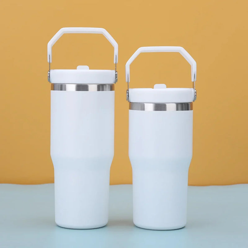 1pc-Tumbler with Handle and Straw Lid, Leakproof Tumbler Vacuum Insulated Water Bottle for Home, Office or Car, Reusable Cup