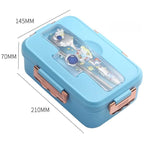 Bento Lunch Box for Kids Girls Cartoon Students Kawaii Cute Dinosaur Heated 3 Grid Sandwich Snack Food Box Special Canteen
