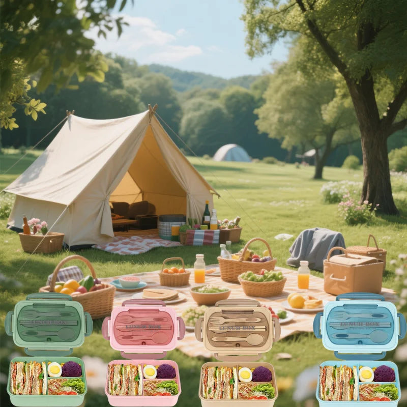 Bento Box Adult Lunch Box, Containers For Adults Men Women With 3 Compartments, Lunchable Food Container Back To School