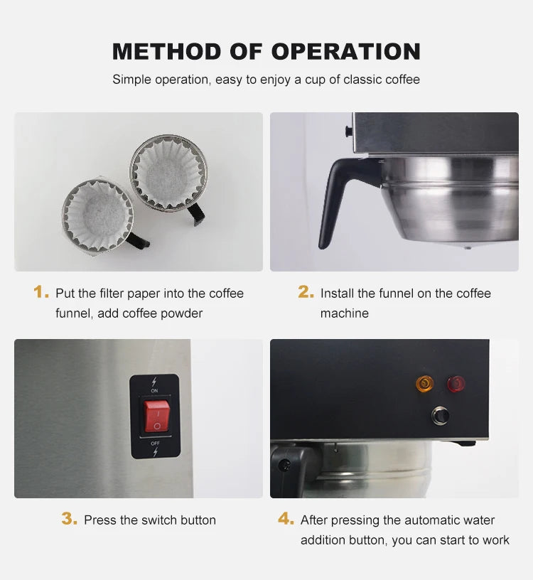 Large Capacity 2.2L Coffee Shop Appliances Coffee Brewer Multi Drink Commercial American Coffee Machine