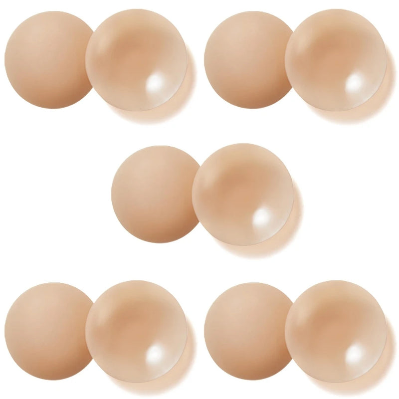 Nippies Nipple Cover - Sticky Adhesive Silicone Nipple Pasties - Reusable Pasty Nipple Covers for Women 5 Pairs Travel Set