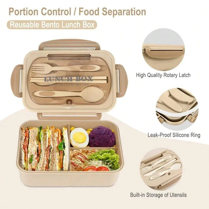 Bento Box Adult Lunch Box, Containers For Adults Men Women With 4 Compartments, Lunchable Food Container Back To School