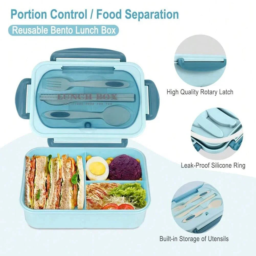 Bento Box Adult Lunch Box, Containers For Adults Men Women With 3 Compartments, Lunchable Food Container Back To School