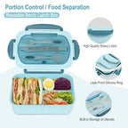 Bento Box Adult Lunch Box, Containers For Adults Men Women With 3 Compartments, Lunchable Food Container Back To School