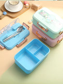 Bento Lunch Box for Kids Girls Cartoon Students Kawaii Cute Dinosaur Heated 3 Grid Sandwich Snack Food Box Special Canteen