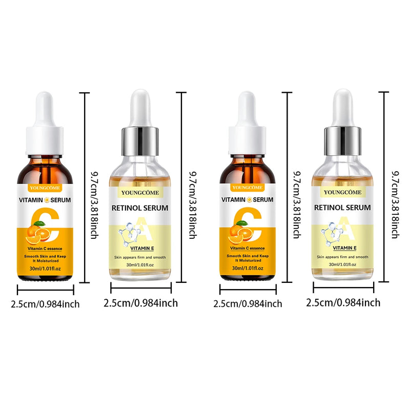 2pcs Vitamin C and retinol fortified serum rich in VC,keep skin hydrated and smooth,smooth fine lines and wrinkles,delicate skin