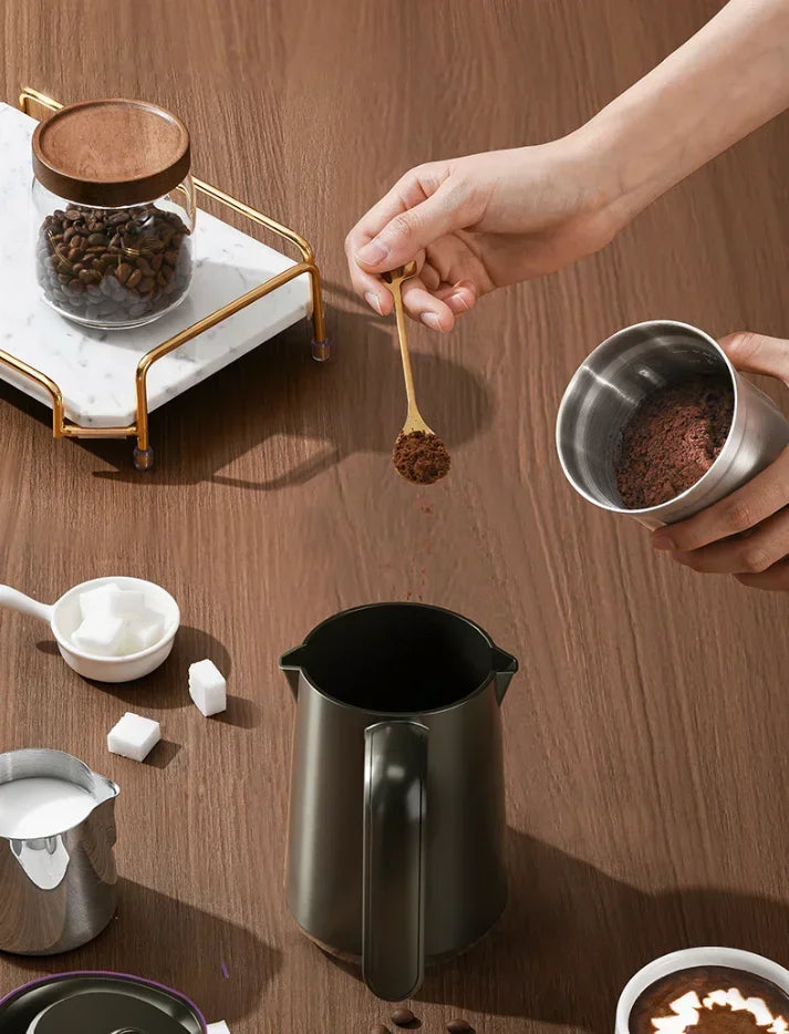 500ml Stainless Steel Moka Pot Coffee Maker Semi-Automatic Turkish Coffee Machine with Thermal Cup for Espresso Brewing