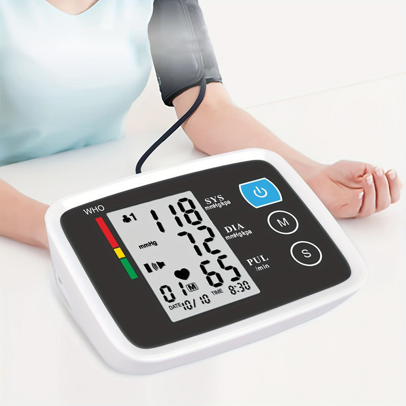 Automatic Upper Arm Blood Pressure Monitor for Adults with Arrhythmia Indicator, Large LED Display, Adjustable Cuff (8.7"-15.7"), Memory Function - Battery Operated (4xAAA Not Included) - CK-A155