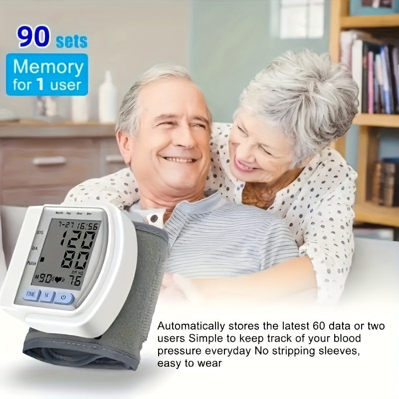 Automatic Digital Wrist Blood Pressure Monitor with Large LCD Display and Adjustable Cuff - Suitable for Adult Use, Battery Operated, 36V or Below, No Batteries Included