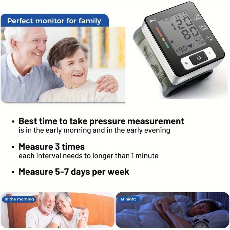 CHANG KUN Premium Wrist Blood Pressure Monitor With Pulse Heart Rate, Blood Pressure Machine With Large LCD Display - Digital Automatic Blood Pressure Wrist Cuff And Carrying Case Included, Health Monitoring For Adult And Old