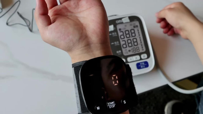 AccurateCare Wrist Blood Pressure Monitor - Rechargeable Sphygmomanometer with English Voice Broadcast, Storage Box, and Built-in Lithium Battery for Easy Monitoring at Home or On-The-Go