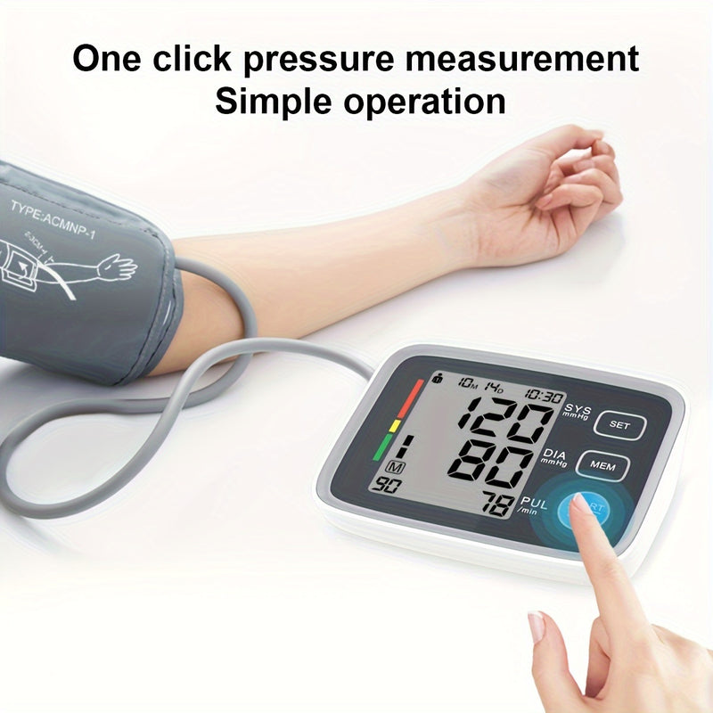 1pc Home Blood Pressure Monitor, Automatic Upper Arm Cuff Digital Blood Pressure Machine With BP Cuff With 8.7-17 Inch Blood Pressure Cuff (Battery Not Included)