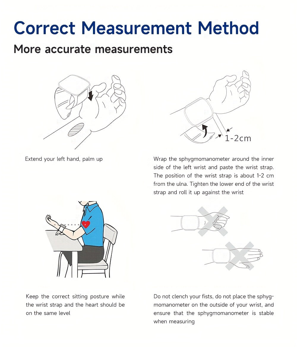 1pc Rechargeable LED Wrist Blood Pressure Monitor with Intelligent Voice Broadcast and Storage Box