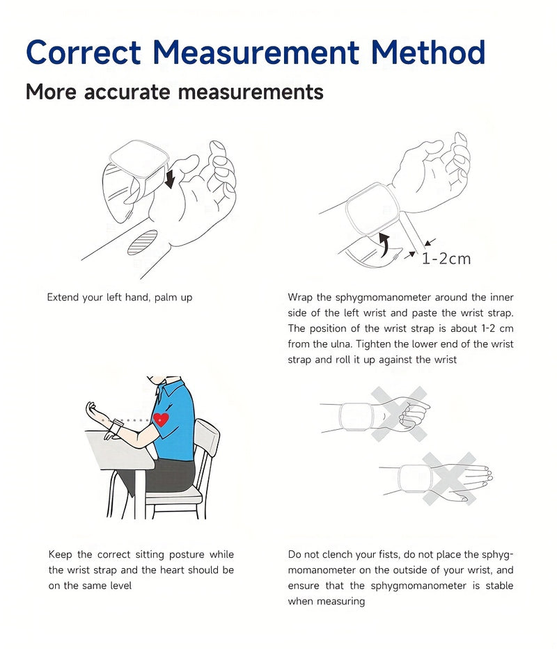 1pc Rechargeable LED Wrist Blood Pressure Monitor with Intelligent Voice Broadcast and Storage Box